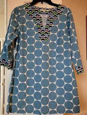British Heritage Brand Boden Blue Dot Tunic with Multicolor Trim